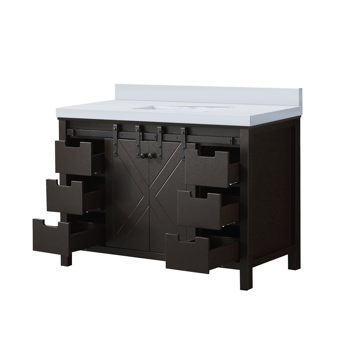 Marsyas 48 in. Freestanding Bathroom Vanity with White Quartz top, White Square Sink