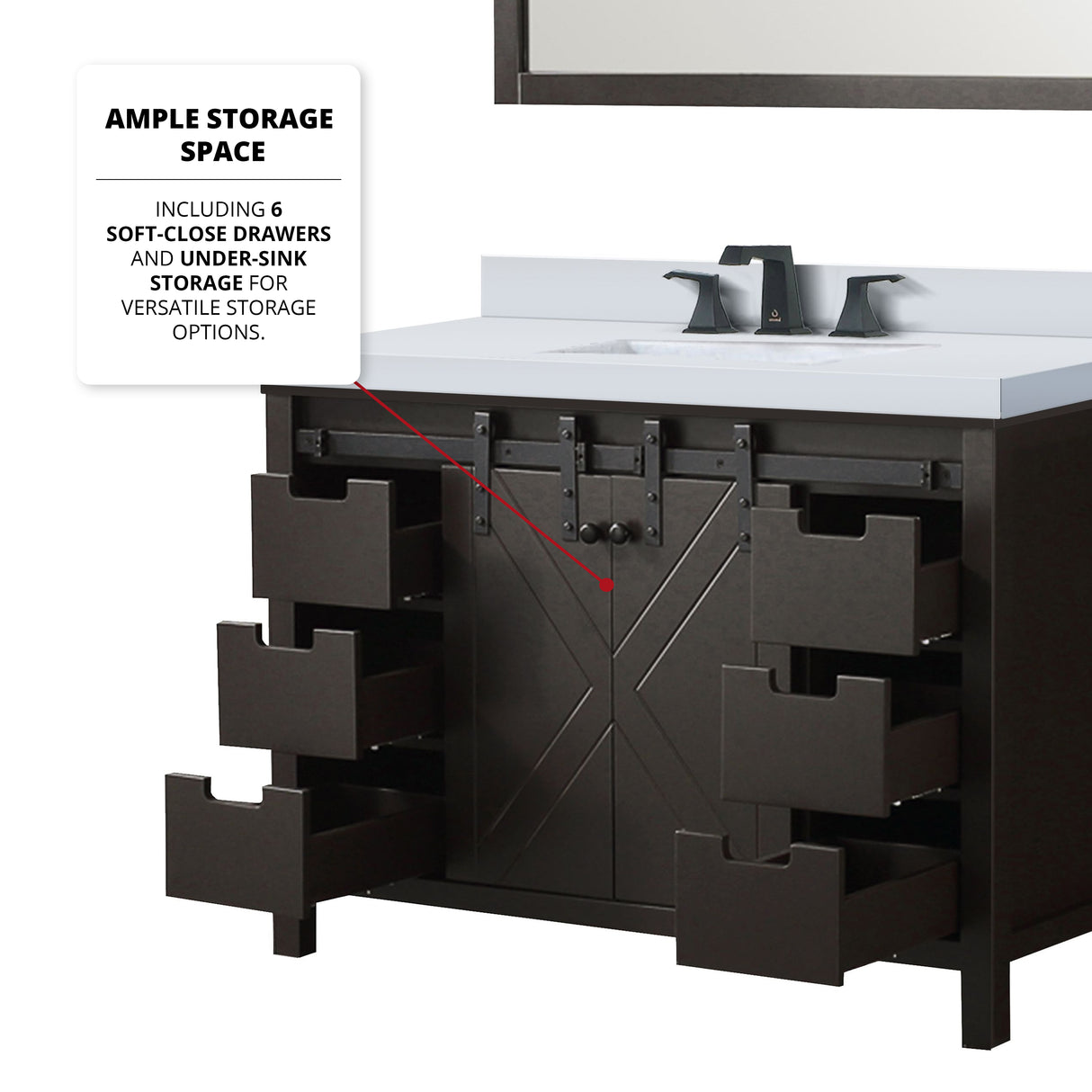 Marsyas 48 in. Freestanding Bathroom Vanity with White Quartz top, White Square Sink