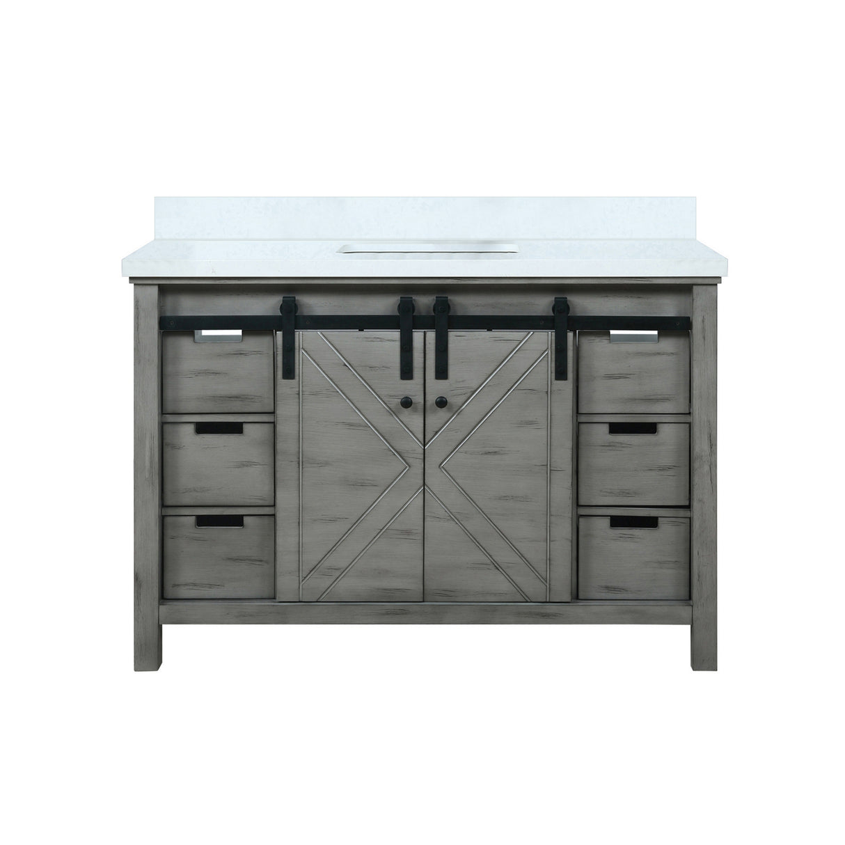 Marsyas 48 in. Freestanding Bathroom Vanity with White Quartz top, White Square Sink