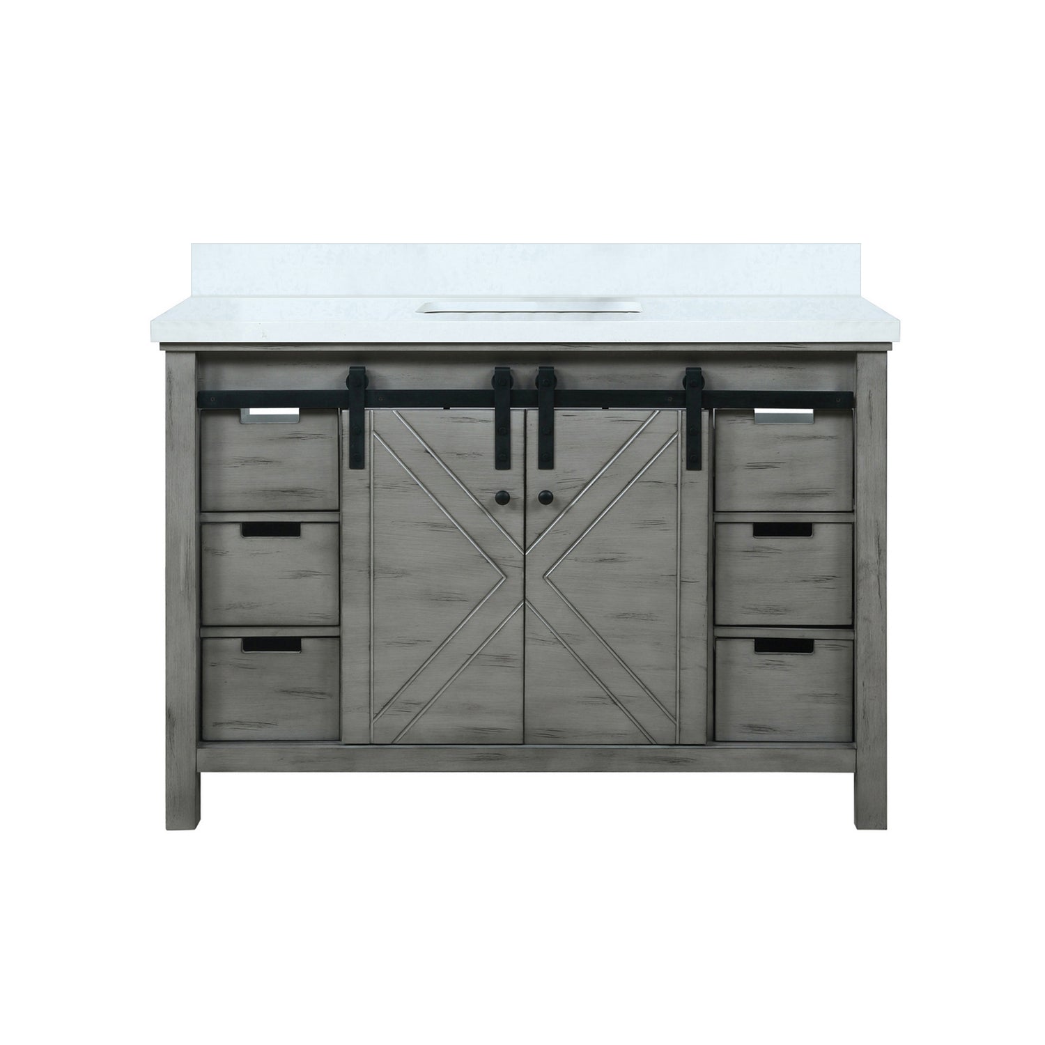Marsyas 48 in. Freestanding Bathroom Vanity with White Quartz top, White Square Sink