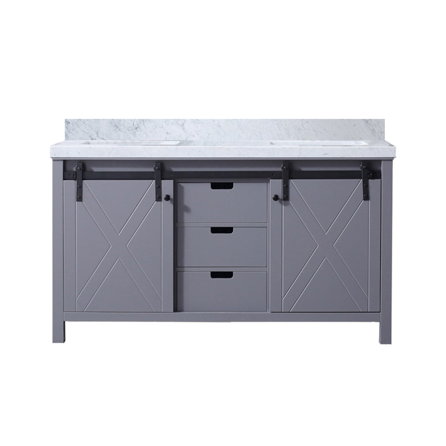 Marsyas 60 in. Freestanding Bathroom Vanity with White Quartz top, White Square Sink