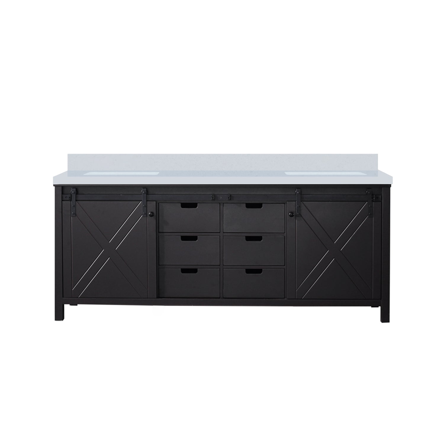 Marsyas 80 in. Freestanding Bathroom Vanity with White Quartz top, White Square Sink