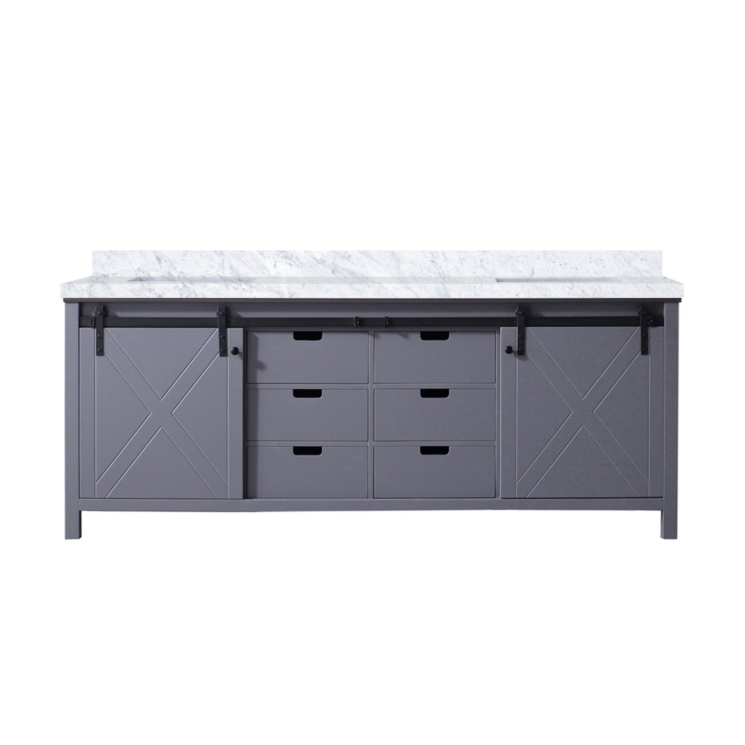 Marsyas 84 in. Freestanding Bathroom Vanity with White Quartz top, White Square Sink