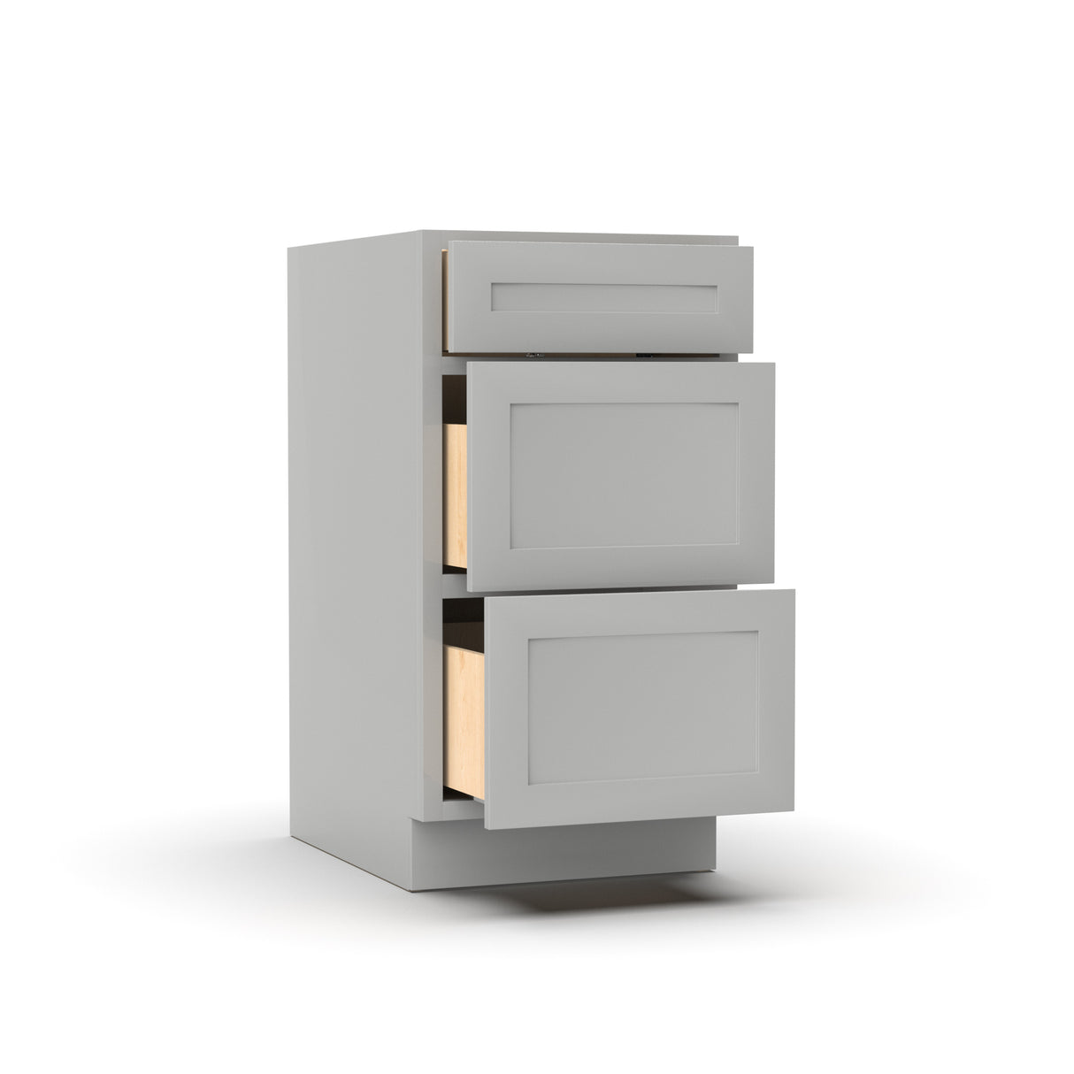 Liberty Shaker Ashen - 18 Inch Three Drawer Base Cabinet - 18" Width x 34.5" Height x 24" Depth