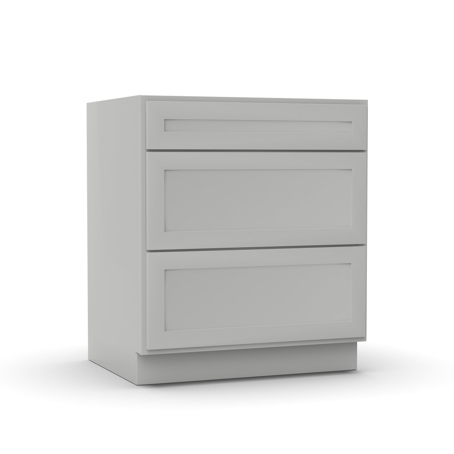 Liberty Shaker Ashen - 30 Inch Three Drawer Base Cabinet - 30" Width x 34.5" Height x 24" Depth