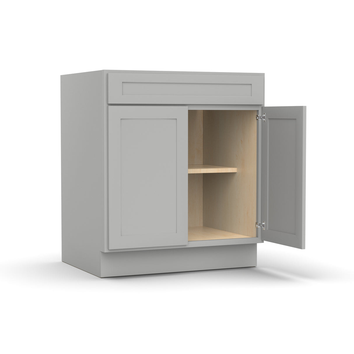 Liberty Shaker Ashen - 30 Inch Double Door Base Cabinet - 30" Width x 34.5" Height x 24" Depth