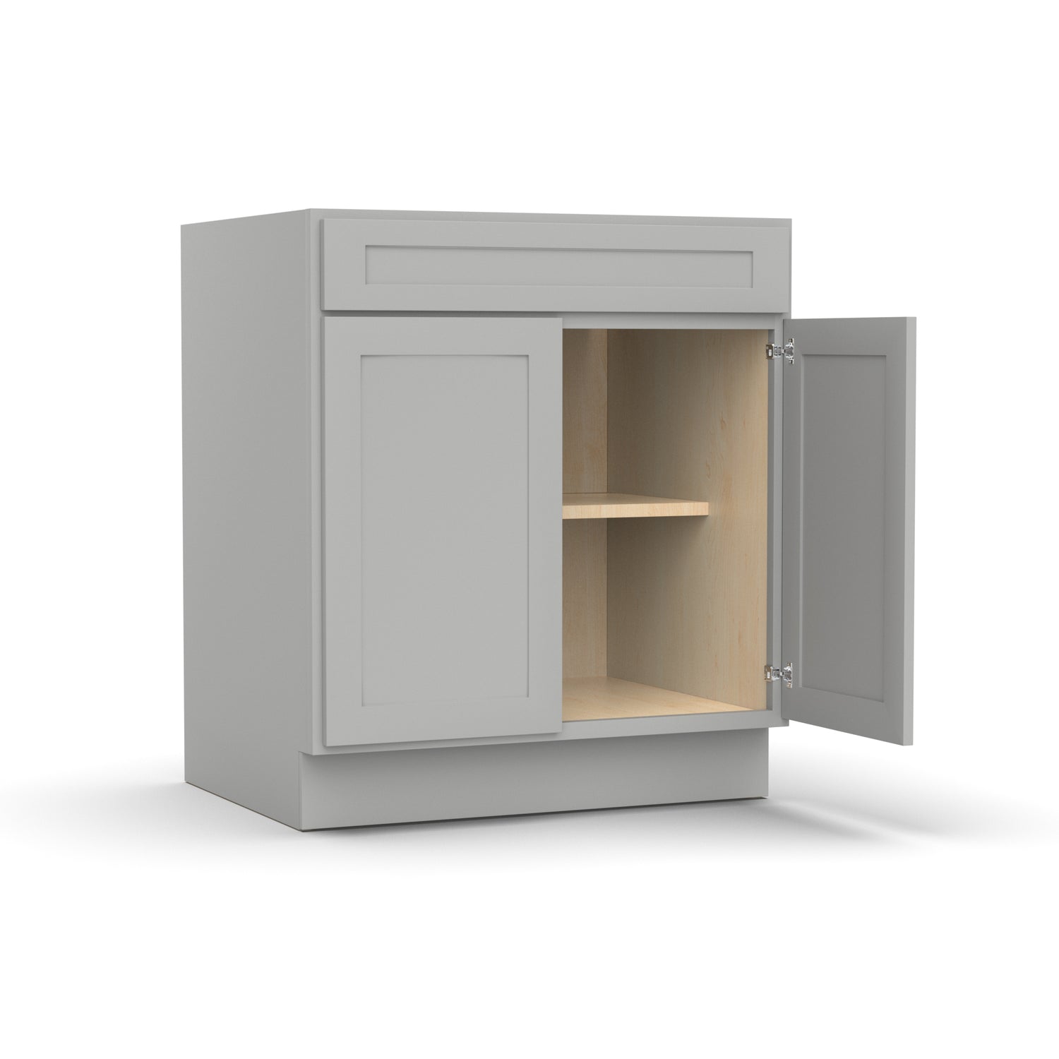 Liberty Shaker Ashen - 30 Inch Double Door Base Cabinet - 30" Width x 34.5" Height x 24" Depth