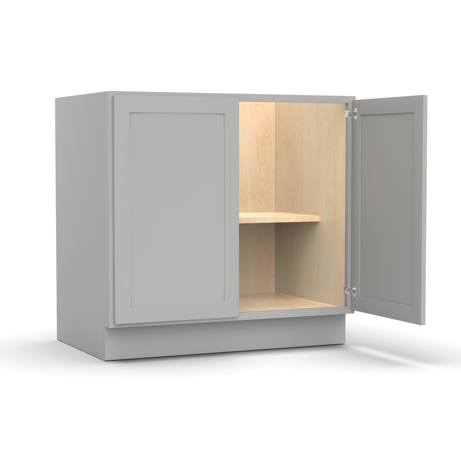 Liberty Shaker Ashen - 33 Inch Full Height Double Door Base Cabinet - 33" Width x 34.5" Height x 24" Depth