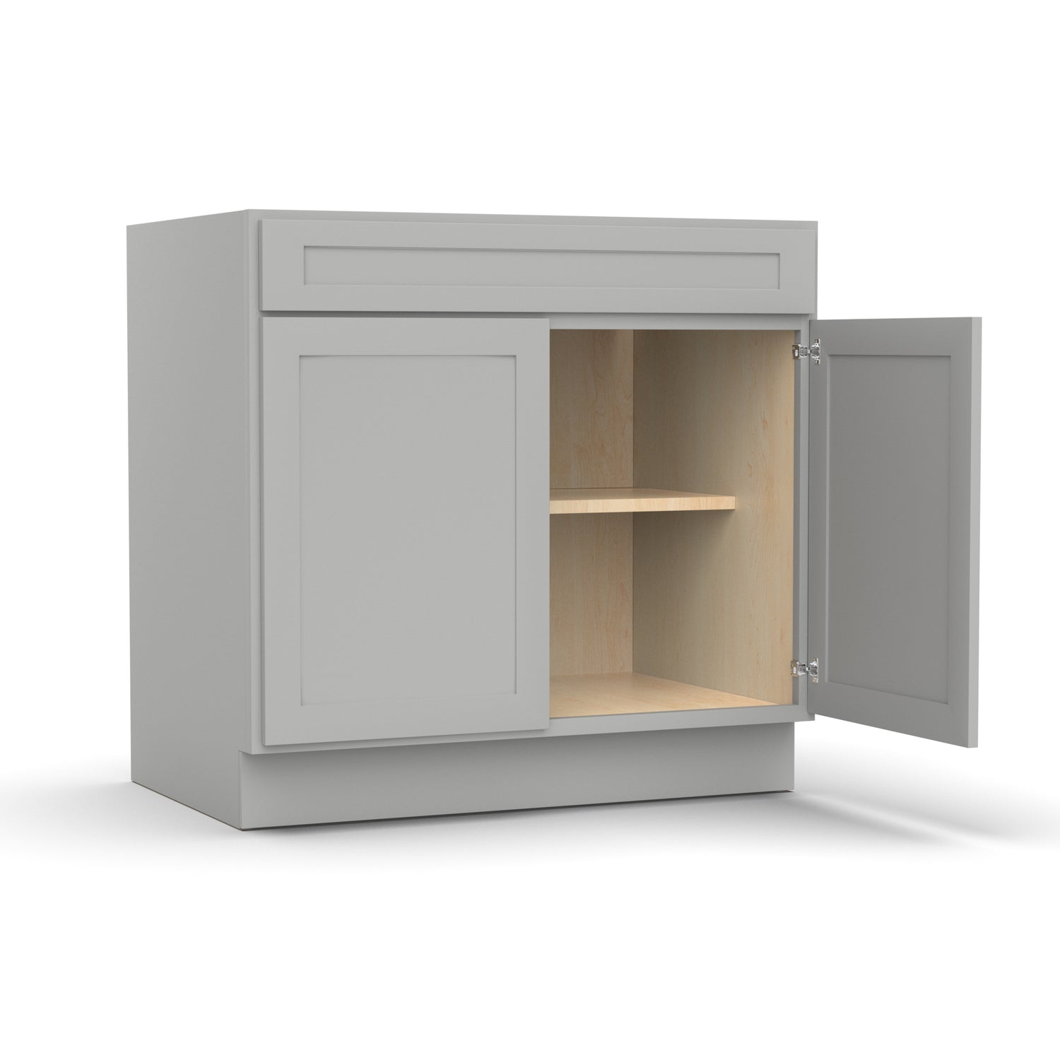 Liberty Shaker Ashen - 36 Inch Double Door Base Cabinet - 36" Width x 34.5" Height x 24" Depth