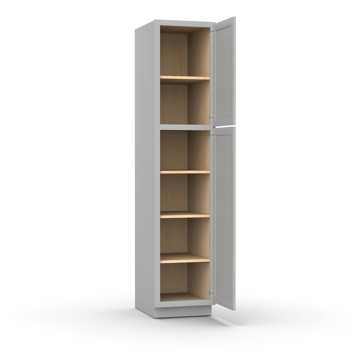 Liberty Shaker Ashen - 18 Inch Single Door Pantry Tall Cabinet - 18" Width x 84" Height x 24" Depth