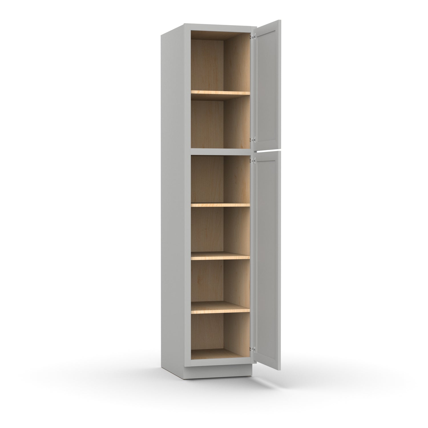 Liberty Shaker Ashen - 18 Inch Single Door Pantry Tall Cabinet - 18" Width x 84" Height x 24" Depth