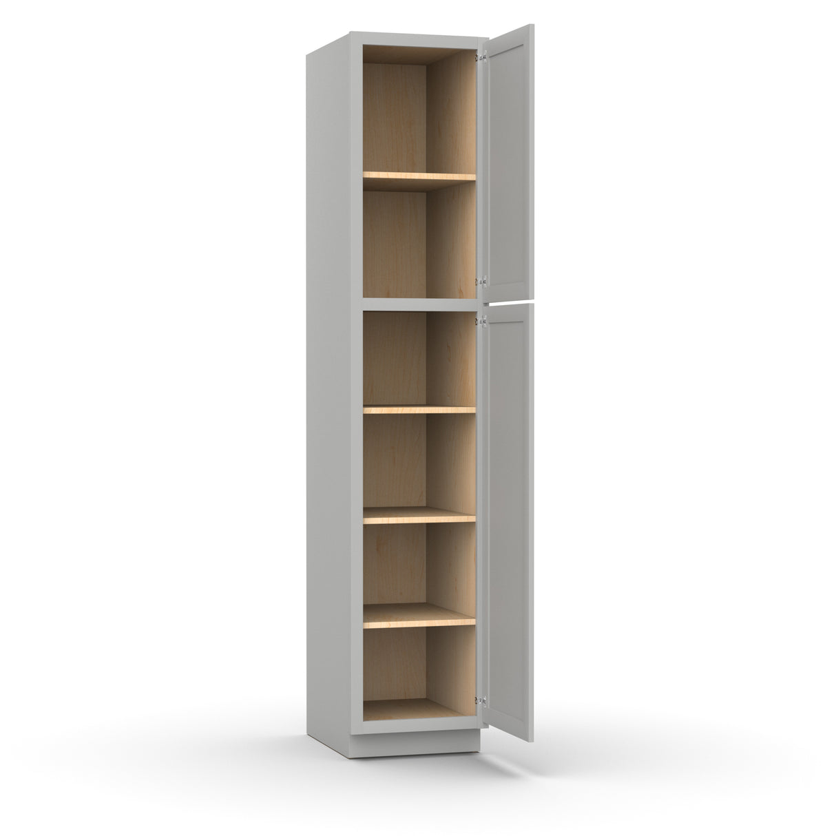 Liberty Shaker Ashen - 18 Inch Single Door Pantry Tall Cabinet - 18" Width x 90" Height x 24" Depth