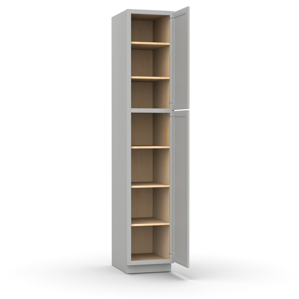 Liberty Shaker Ashen - 18 Inch Single Door Pantry Tall Cabinet - 18" Width x 96" Height x 24" Depth