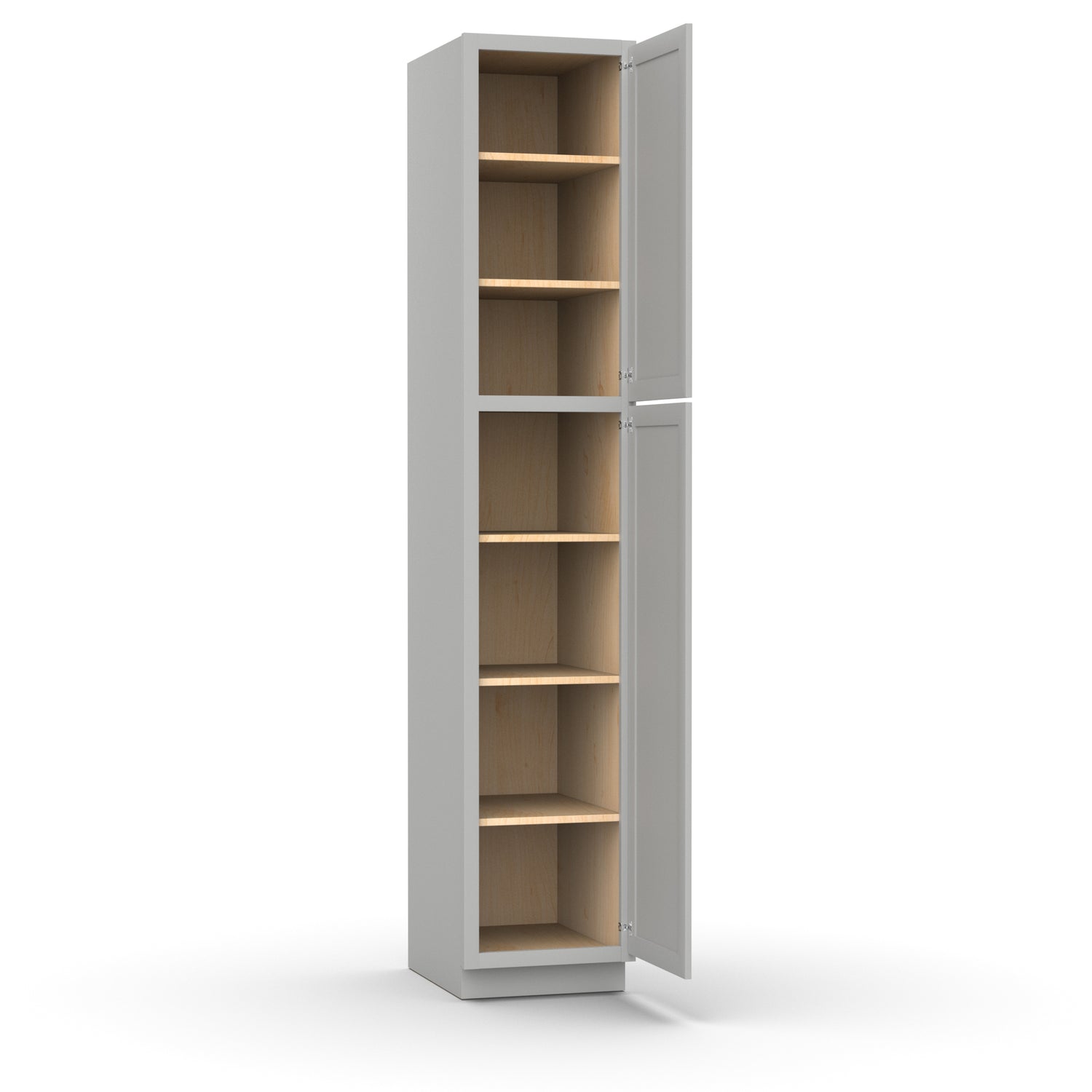 Liberty Shaker Ashen - 18 Inch Single Door Pantry Tall Cabinet - 18" Width x 96" Height x 24" Depth