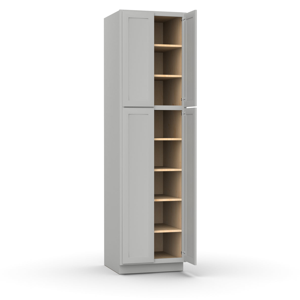 Liberty Shaker Ashen - 24 Inch Double Door Pantry Tall Cabinet - 24" Width x 90" Height x 24" Depth