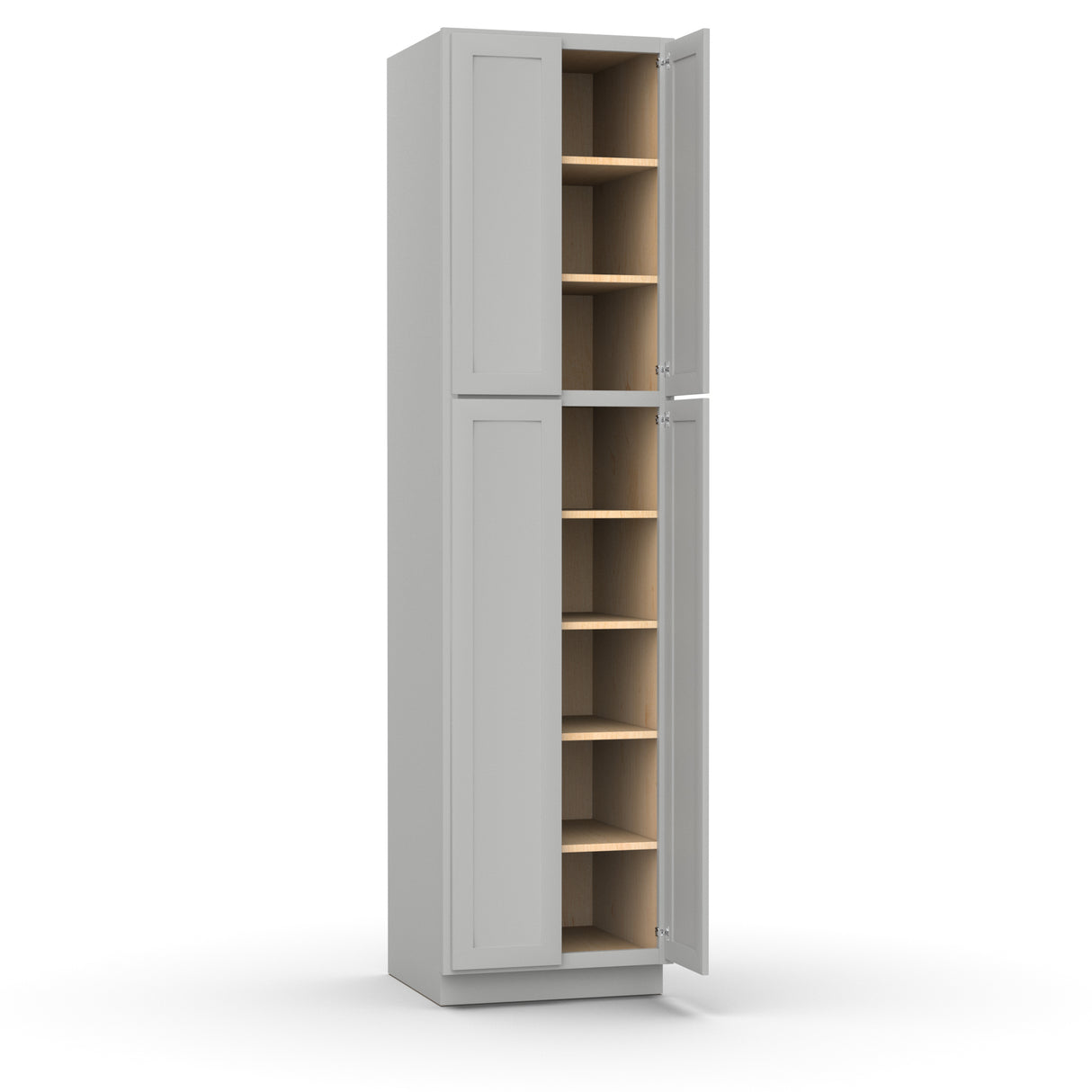 Liberty Shaker Ashen - 24 Inch Double Door Pantry Tall Cabinet - 24" Width x 96" Height x 24" Depth