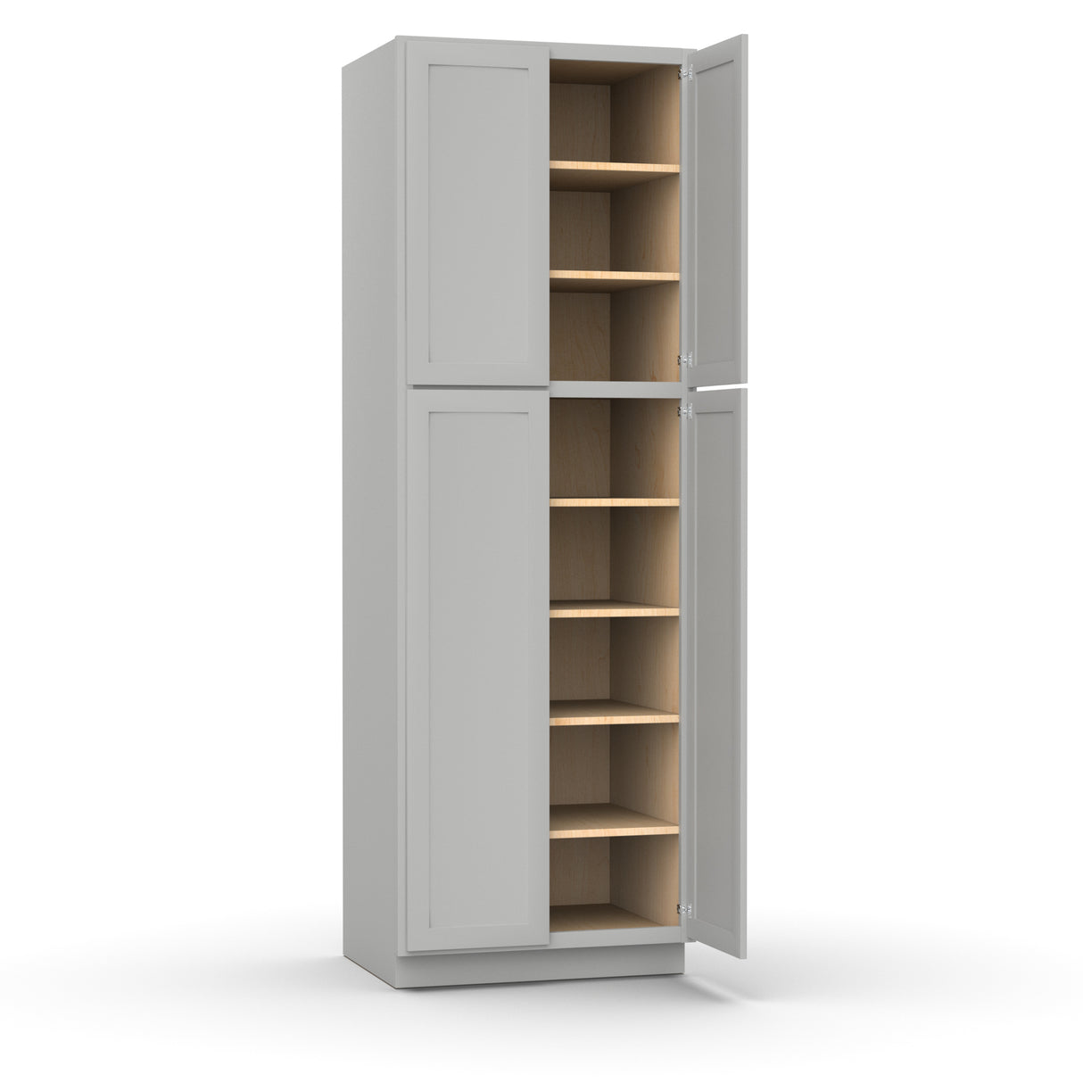 Liberty Shaker Ashen - 30 Inch Double Door Pantry Tall Cabinet - 30" Width x 90" Height x 24" Depth