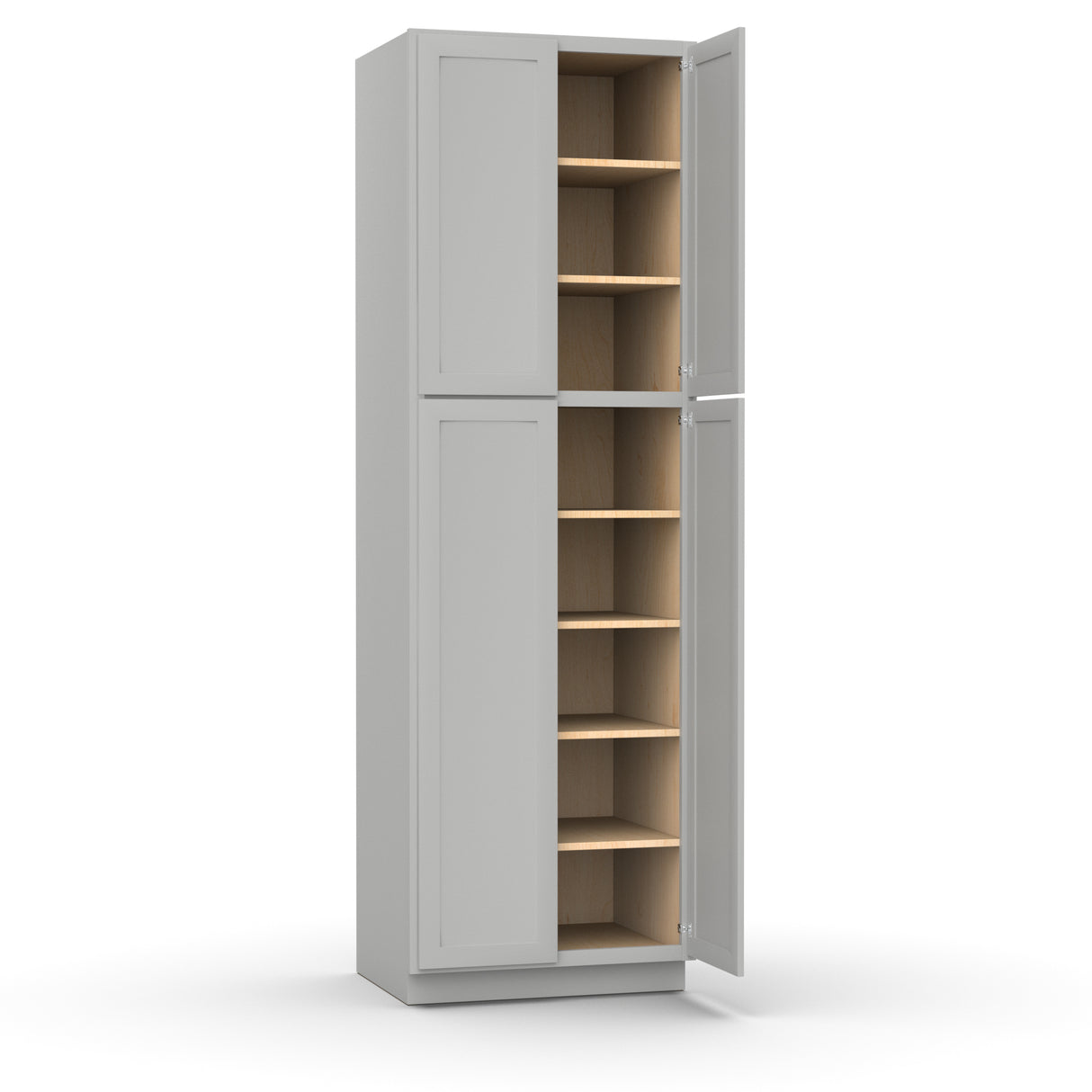 Liberty Shaker Ashen - 30 Inch Double Door Pantry Tall Cabinet - 30" Width x 96" Height x 24" Depth