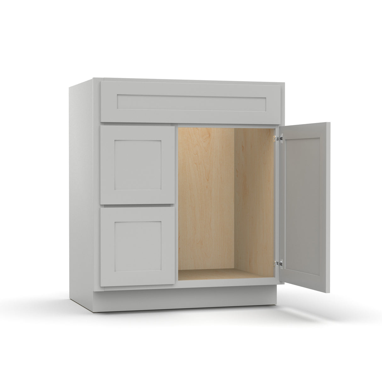 Liberty Shaker Ashen - 30 Inch Vanity Sink Drawer Base Cabinet - 30" Width x 34.5" Height x 21" Depth