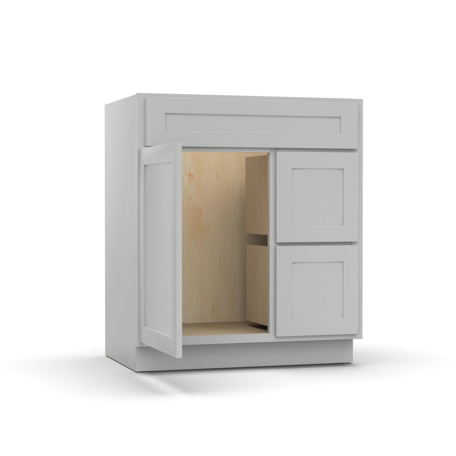 Liberty Shaker Ashen - 30 Inch Vanity Sink Drawer Base Cabinet - 30" Width x 34.5" Height x 21" Depth