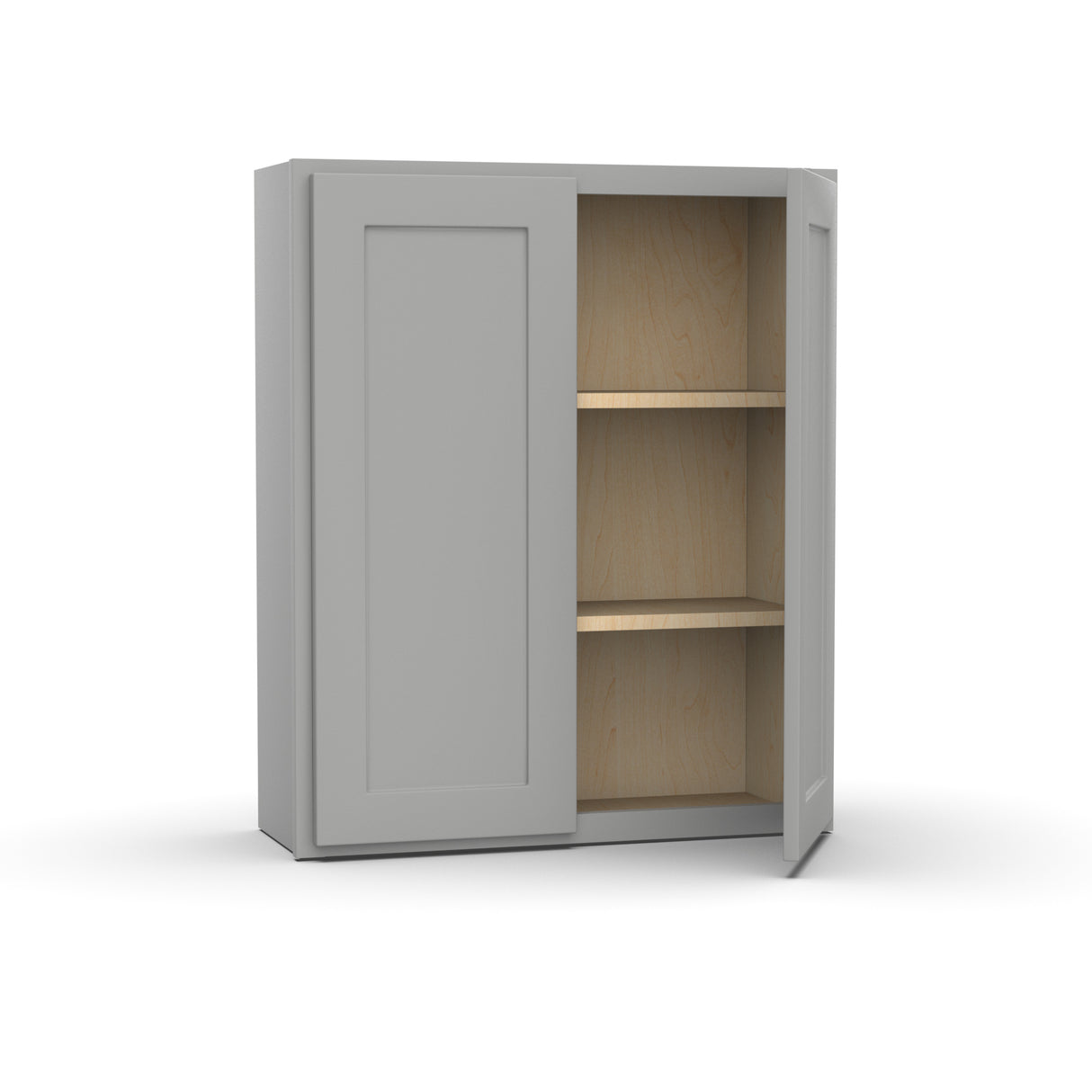 Liberty Shaker Ashen - 30 Inch Height Double Door Wall Cabinet - 30" Width x 36" Height x 12" Depth