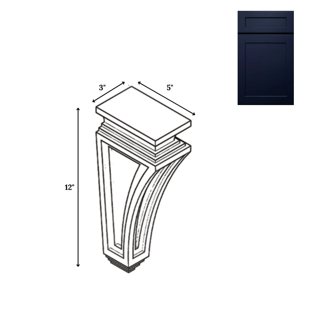 Liberty Shaker Blue - 3 Inch Structural Accessories - 3" Width x 12" Height x 5" Depth