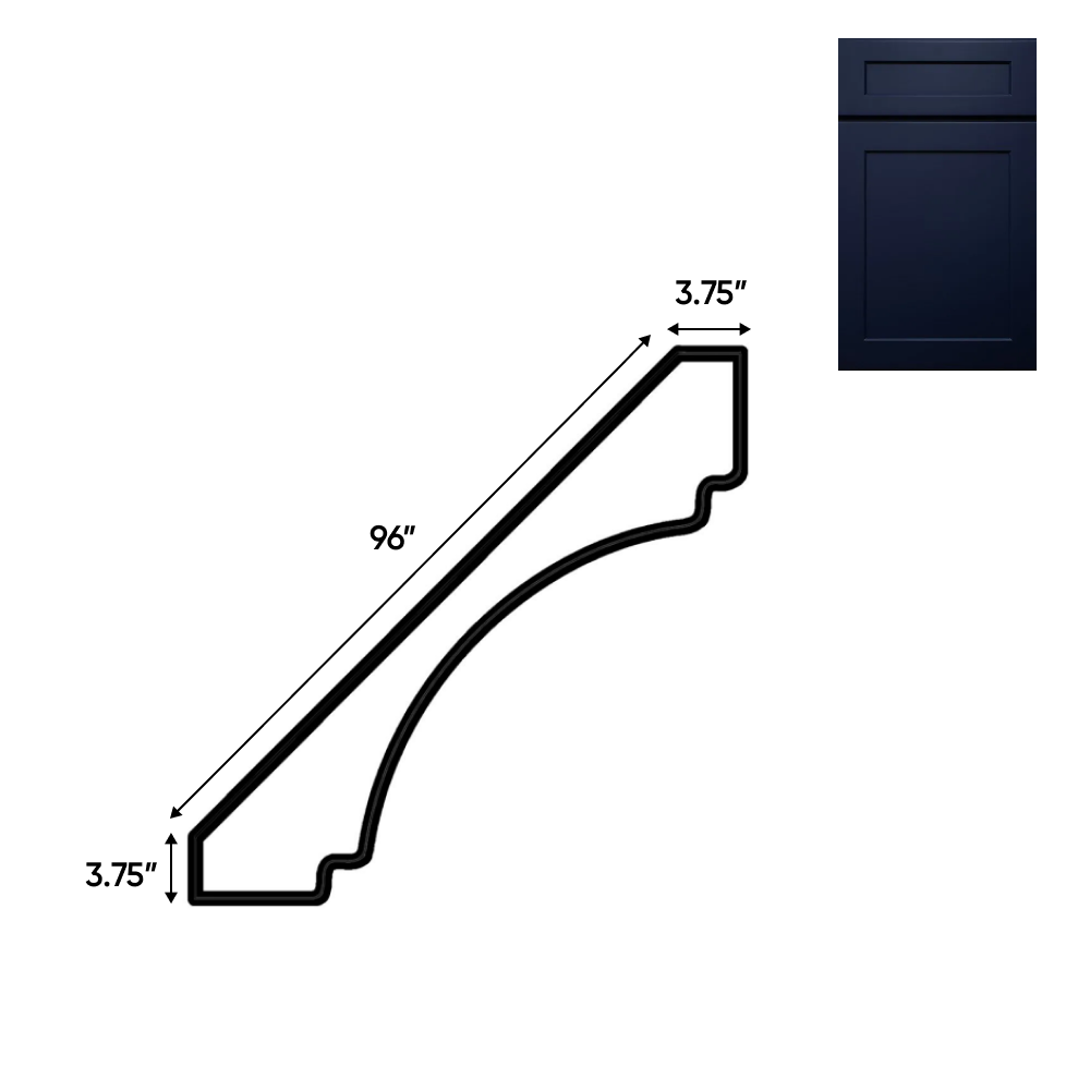 Liberty Shaker Blue - 3.75 Inch Crown Moldings Accessories - 3.75" Width x 3.75" Height x 96" Depth
