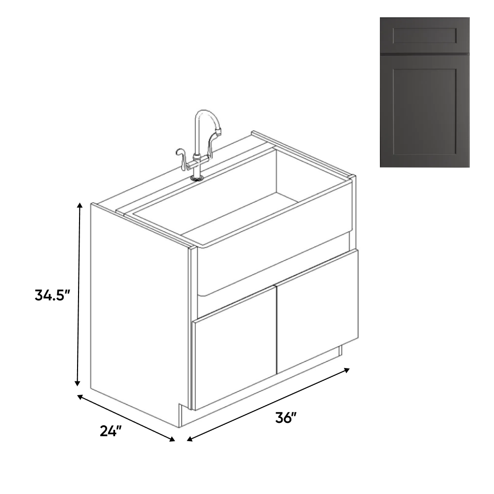 Liberty Shaker Grey - 36 Inch Farm Sink Base Cabinet - 36" Width x 34.5" Height x 24" Depth
