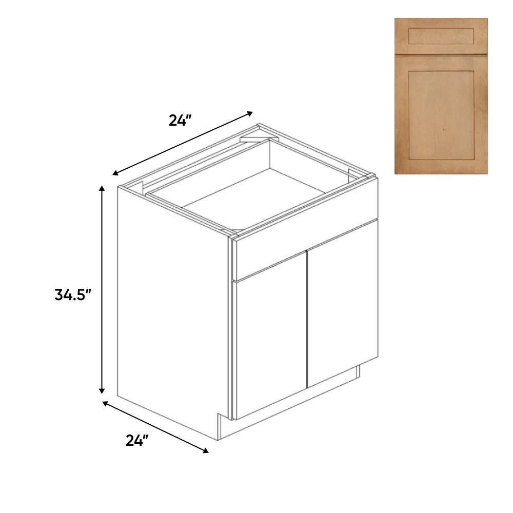 Liberty Shaker Karamel - 24 Inch Double Door Base Cabinet - 24" Width x 34.5" Height x 24" Depth