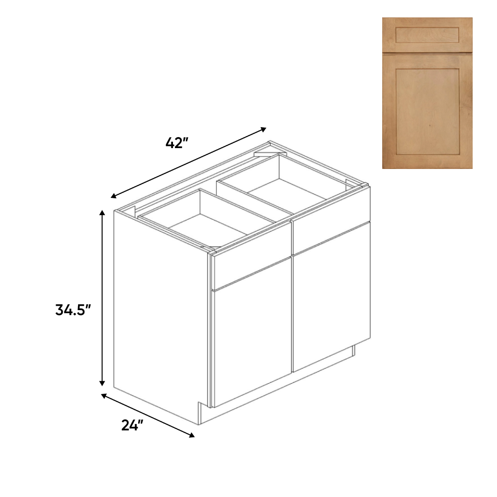 Liberty Shaker Karamel - 42 Inch Double Door Base Cabinet - 42" Width x 34.5" Height x 24" Depth