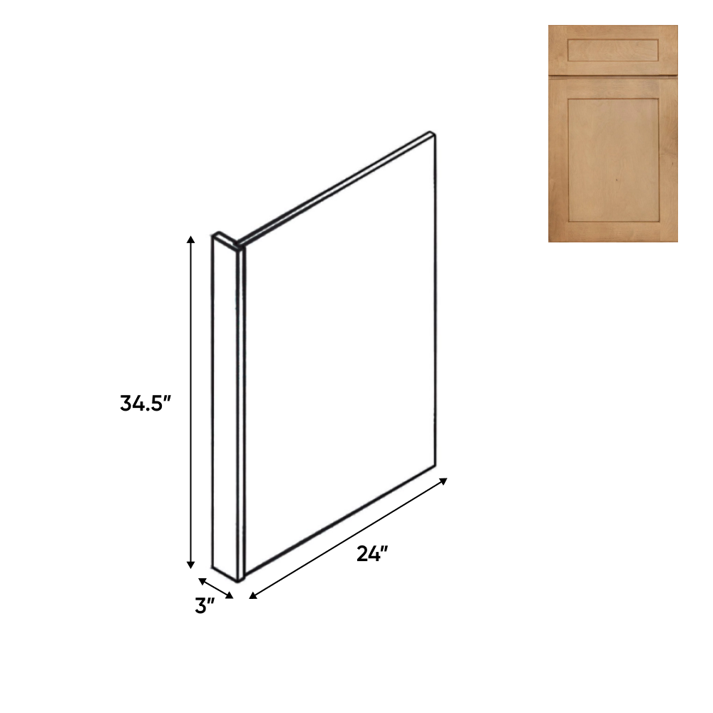 Liberty Shaker Karamel - 3 Inch End Panels Accessories - 3" Width x 34.5" Height x 24" Depth