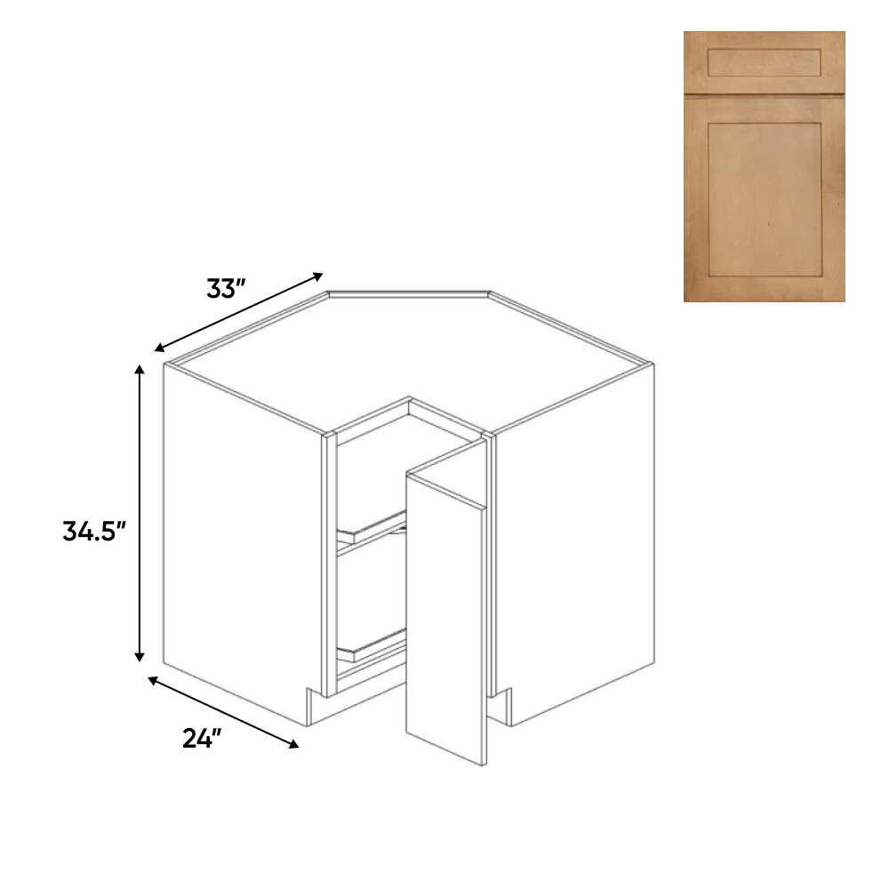 Liberty Shaker Karamel - 33 Inch Lazy Susan Base Cabinet - 33" Width x 34.5" Height x 24" Depth