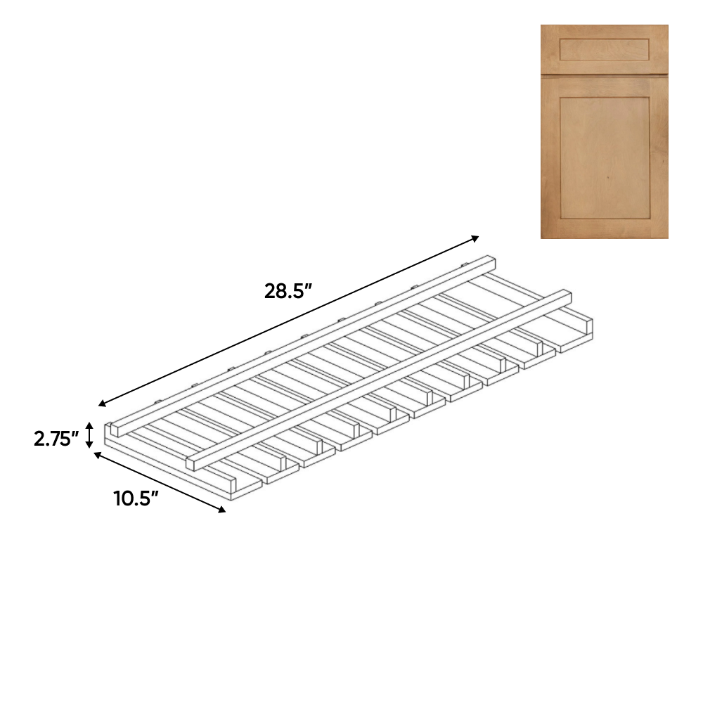 Liberty Shaker Karamel - 28.5 Inch Stem Glass Holder Wall Cabinet - 28.5" Width x 2.75" Height x 10.5" Depth
