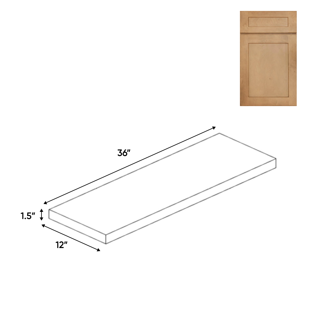Liberty Shaker Karamel - 36 Inch Wall Shelf Accessories - 36" Width x 1.5" Height x 12" Depth