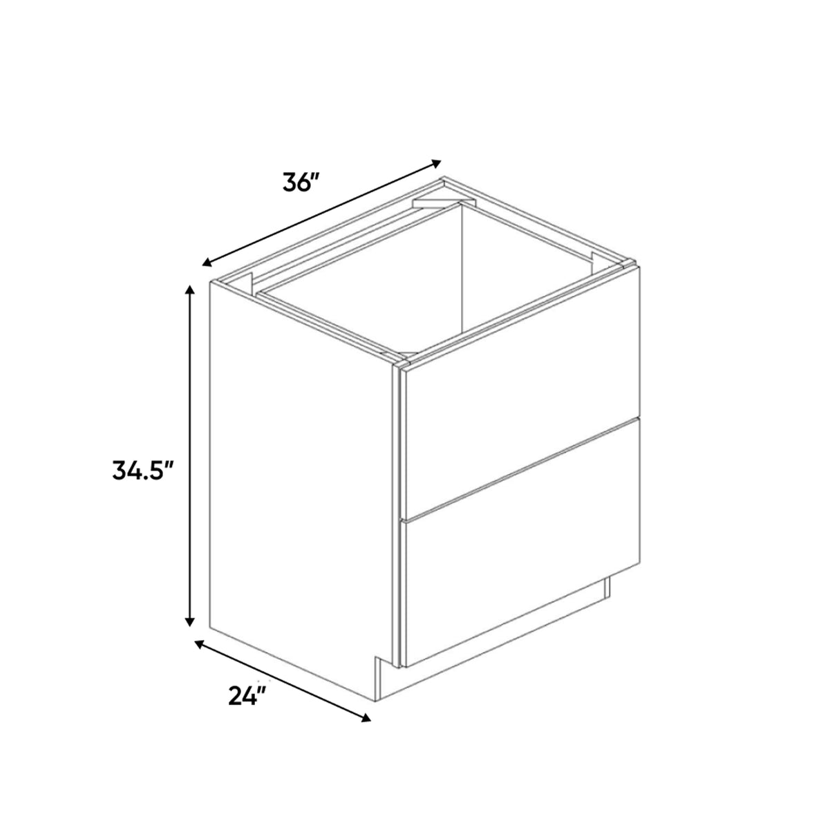Essence Cemento - 36 Inch Double Drawer Base Cabinet - 36" Width x 34.5" Height x 24" Depth