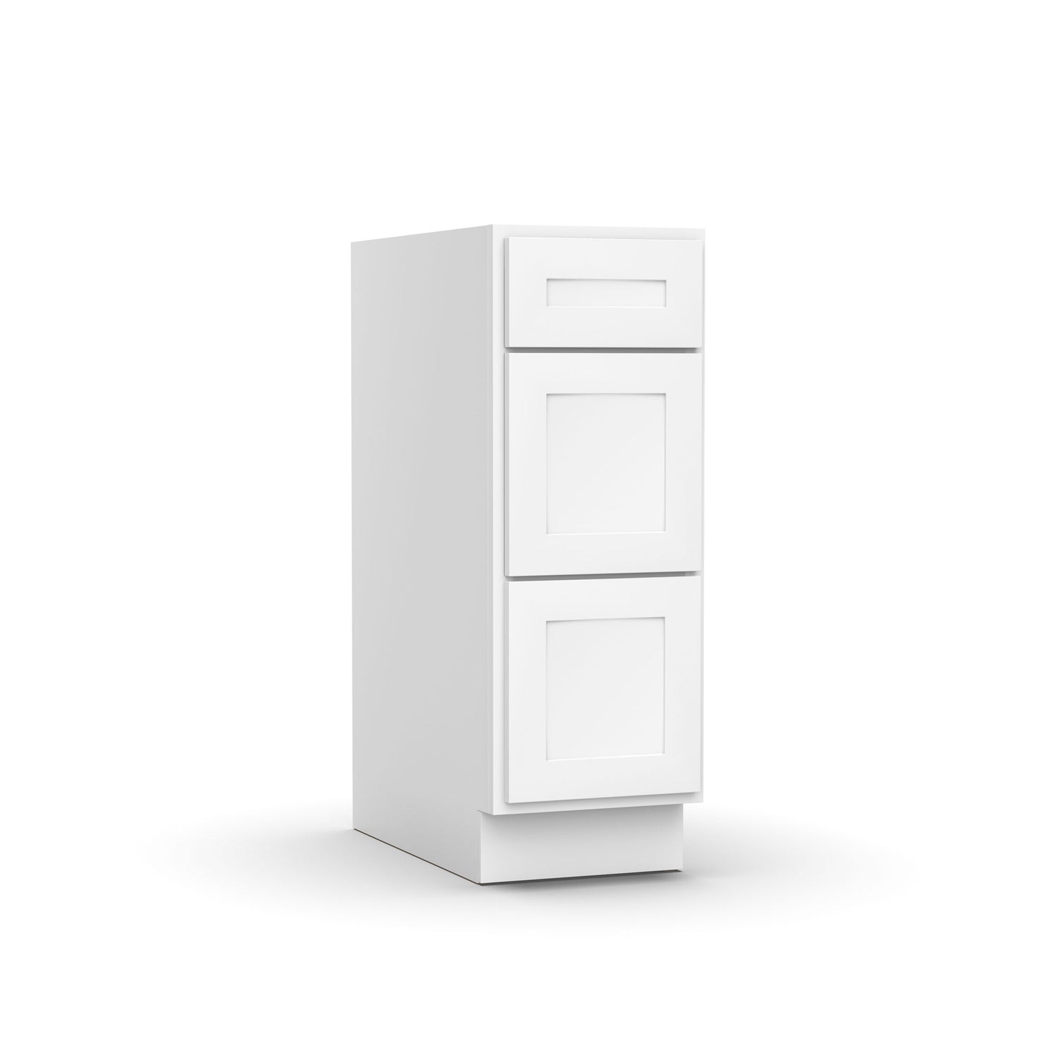 Liberty Shaker White - 12 Inch Three Drawer Base Cabinet - 12" Width x 34.5" Height x 24" Depth