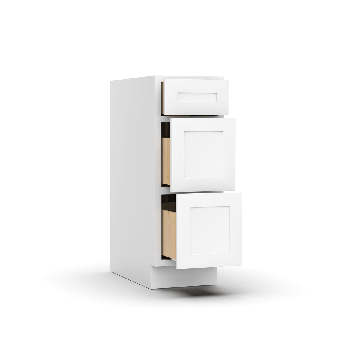 Liberty Shaker White - 12 Inch Three Drawer Base Cabinet - 12" Width x 34.5" Height x 24" Depth