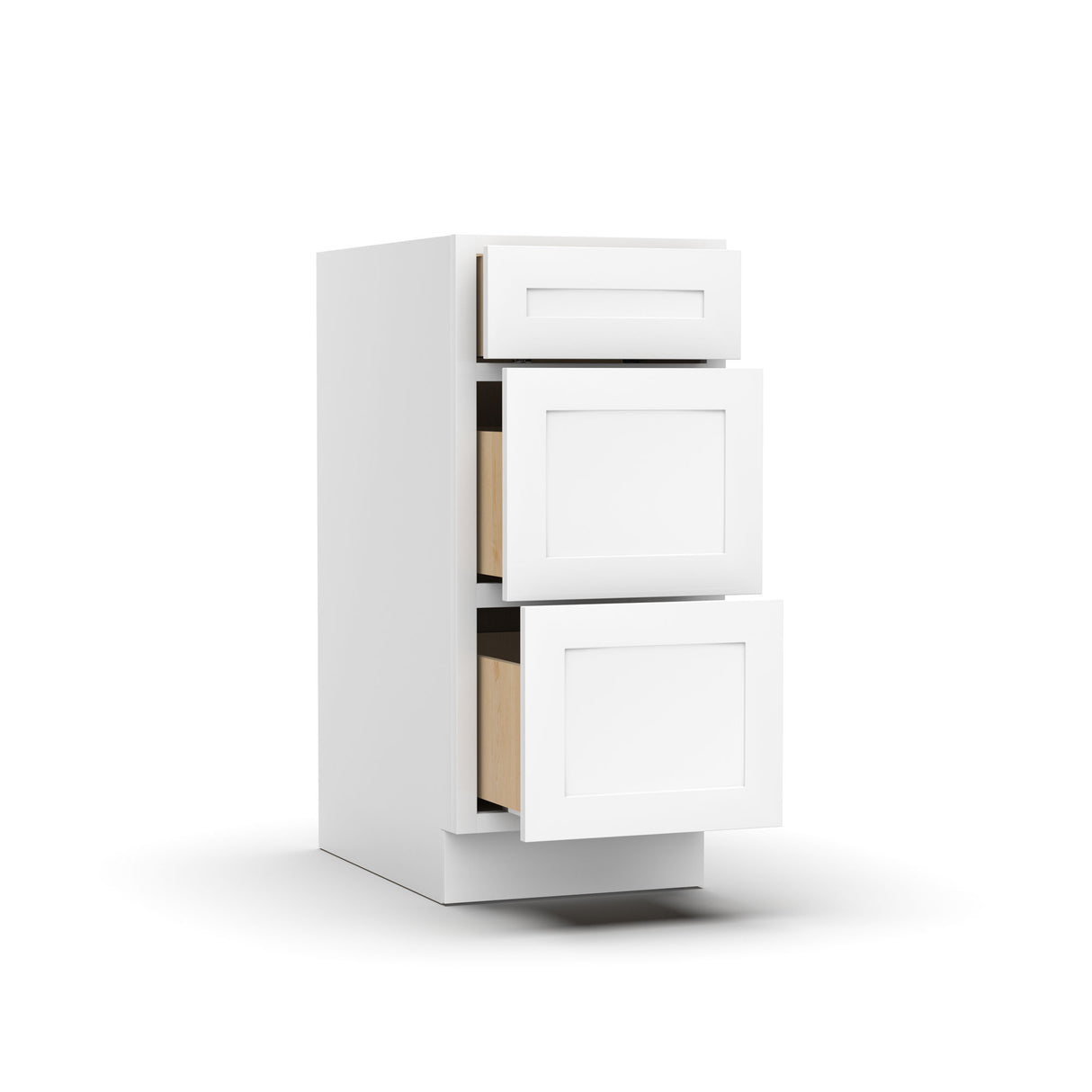 Liberty Shaker White - 15 Inch Three Drawer Base Cabinet - 15" Width x 34.5" Height x 24" Depth