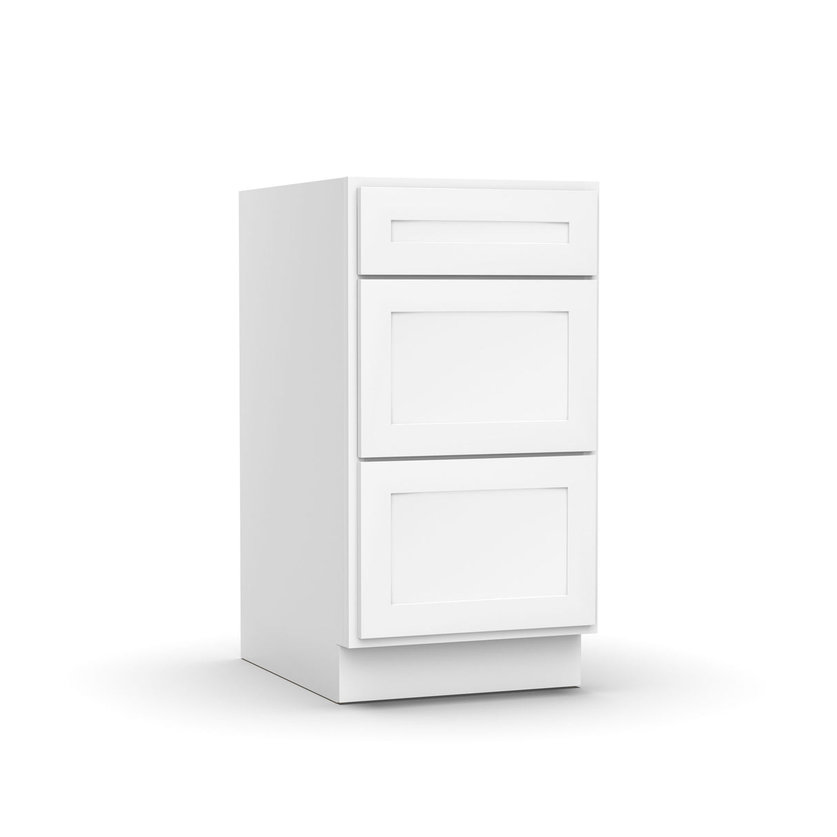 Liberty Shaker White - 18 Inch Three Drawer Base Cabinet - 18" Width x 34.5" Height x 24" Depth
