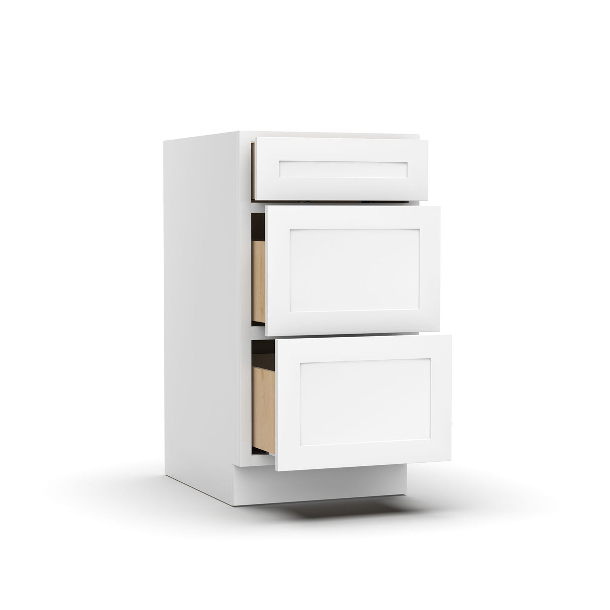 Liberty Shaker White - 18 Inch Three Drawer Base Cabinet - 18" Width x 34.5" Height x 24" Depth