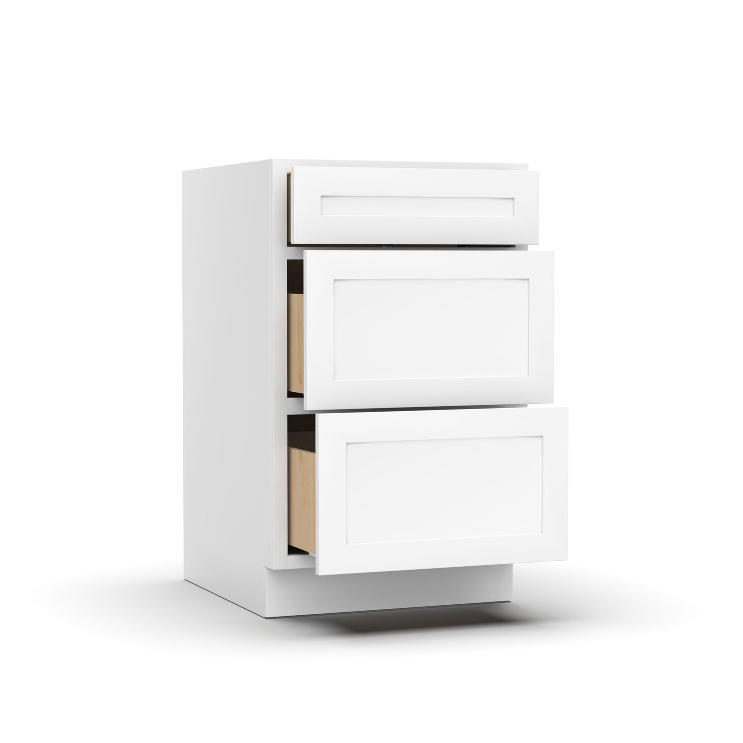 Liberty Shaker White - 21 Inch Three Drawer Base Cabinet - 21" Width x 34.5" Height x 24" Depth