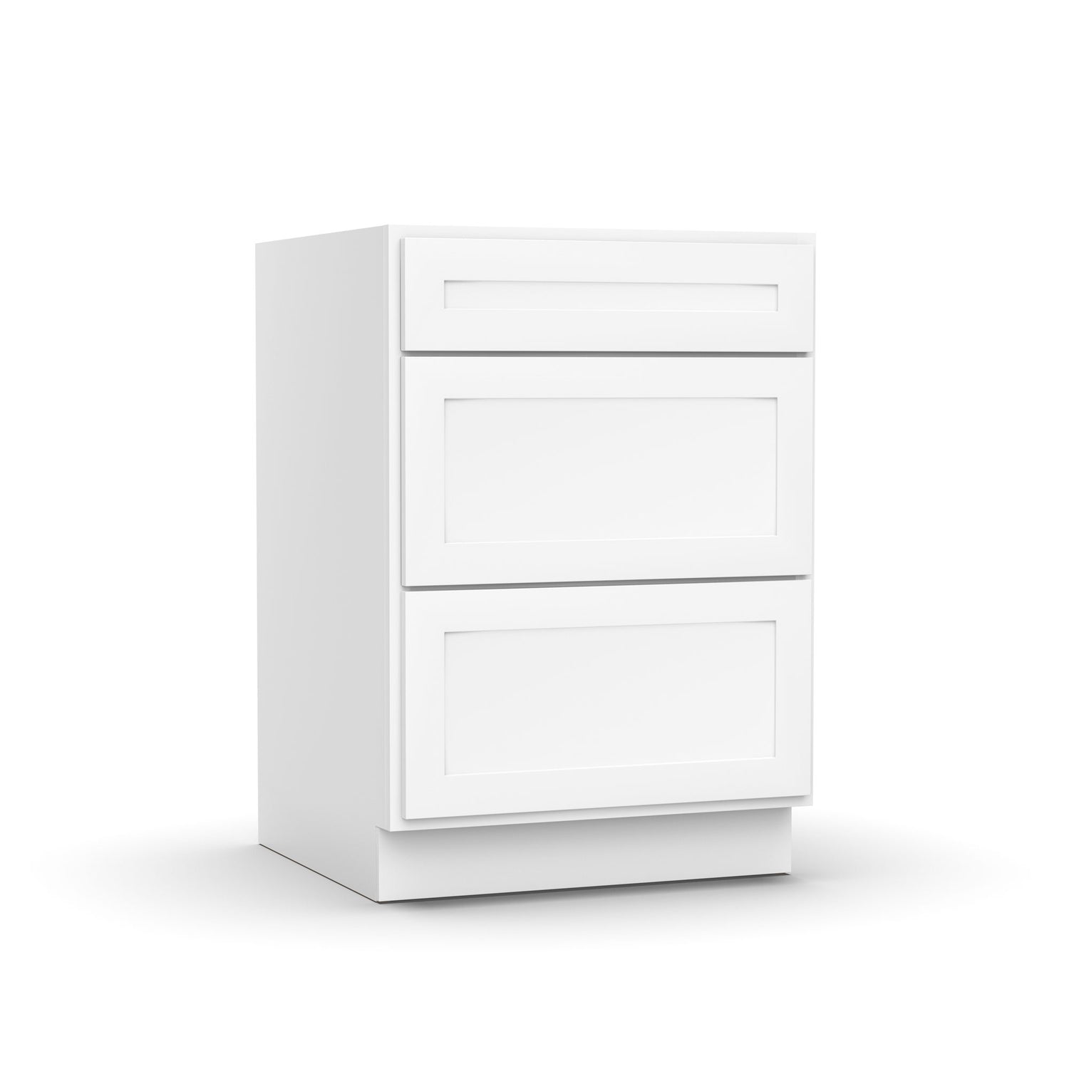 Liberty Shaker White - 24 Inch Three Drawer Base Cabinet - 24" Width x 34.5" Height x 24" Depth
