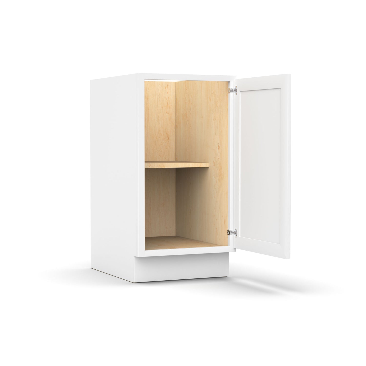 Liberty Shaker White - 18 Inch Full Height Single Door Base Cabinet - 18" Width x 34.5" Height x 24" Depth