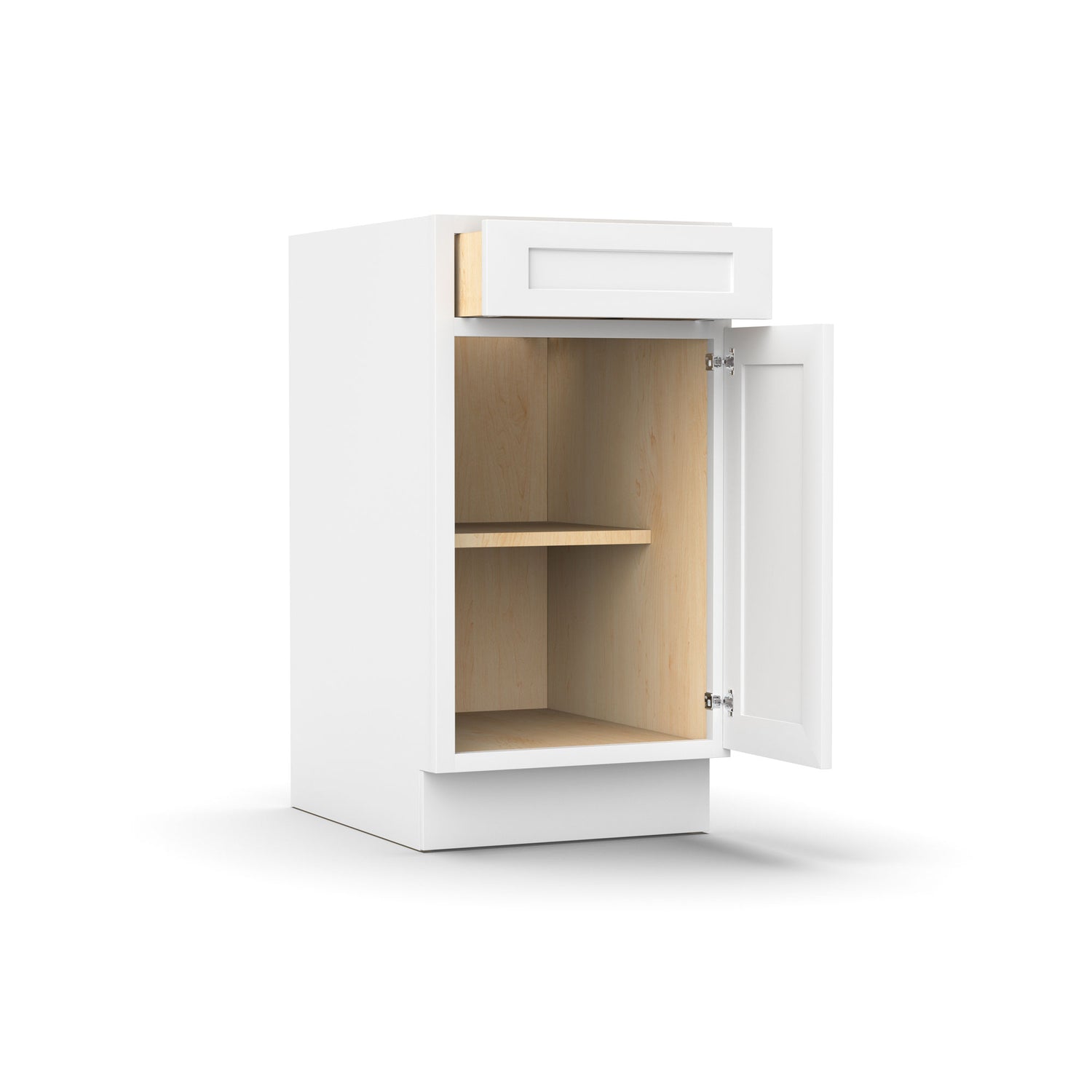 Liberty Shaker White - 18 Inch Single Door Base Cabinet - 18" Width x 34.5" Height x 24" Depth