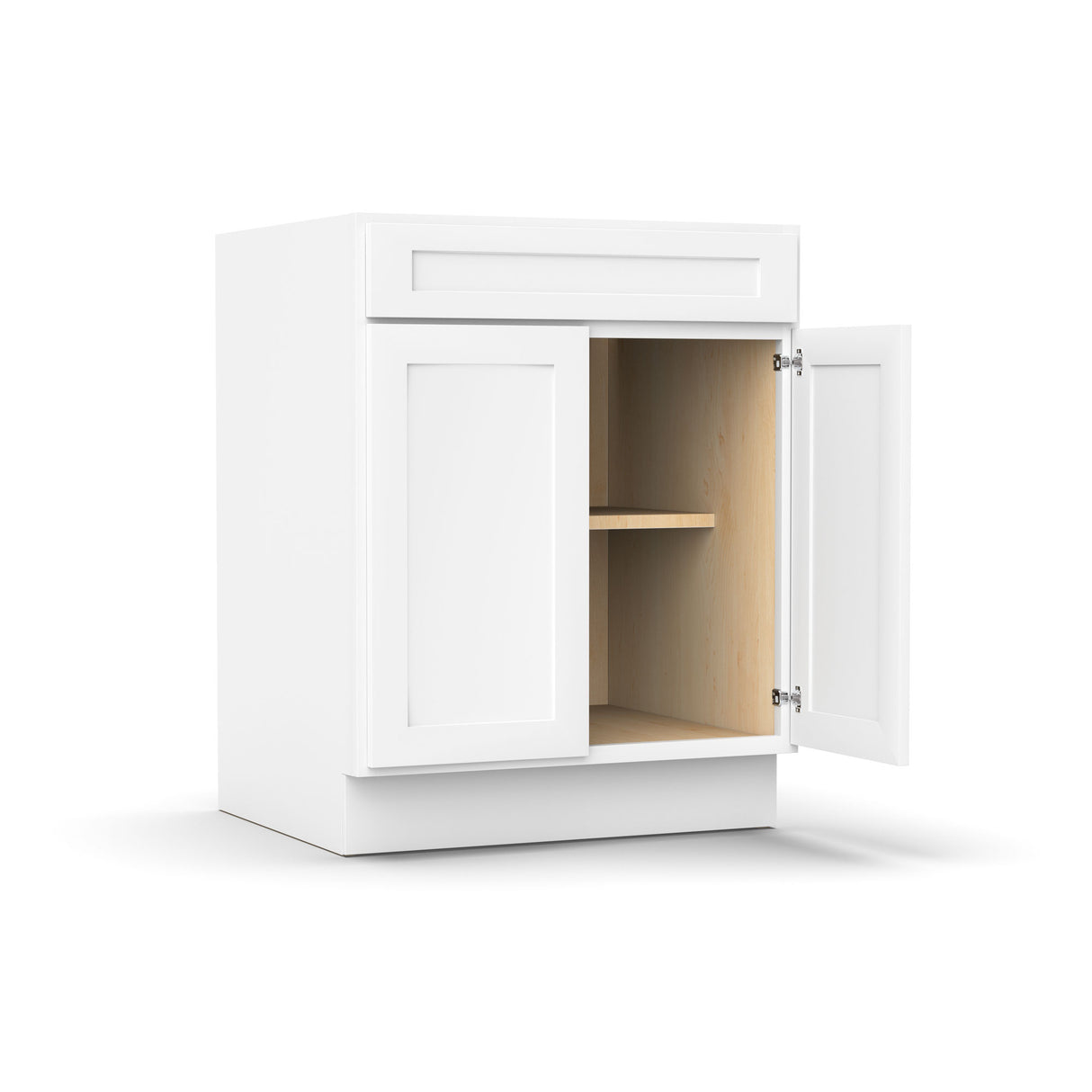 Liberty Shaker White - 27 Inch Double Door Base Cabinet - 27" Width x 34.5" Height x 24" Depth