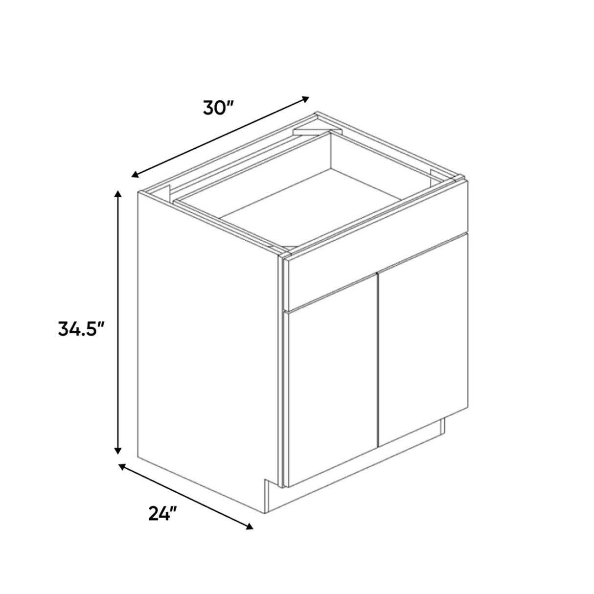 Essence Cemento - 30 Inch Double Door Base Cabinet - 30" Width x 34.5" Height x 24" Depth