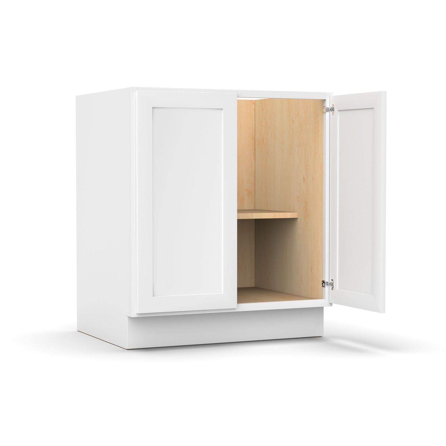 Liberty Shaker White - 30 Inch Full Height Double Door Base Cabinet - 30" Width x 34.5" Height x 24" Depth