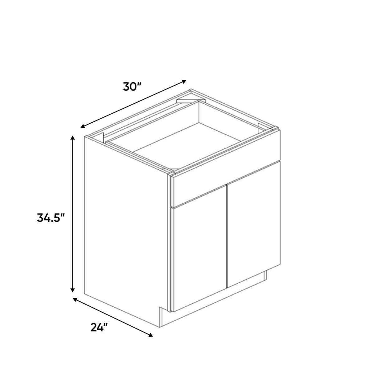 Charleston Driftwood - 30 Inch Full Height Double Door Base Cabinet - 30" Width x 34.5" Height x 24" Depth