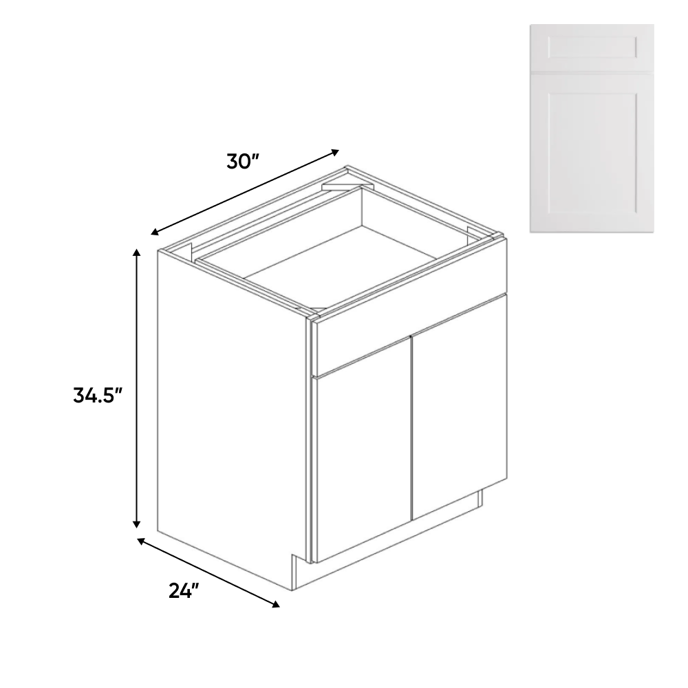 Liberty Shaker White - 30 Inch Double Door Base Cabinet - 30" Width x 34.5" Height x 24" Depth