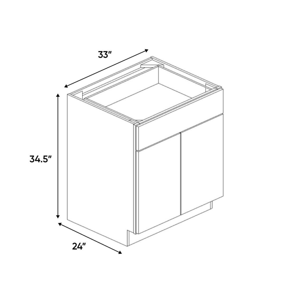 Atlas Blanco - 33 Inch Full Height Double Door Base Cabinet - 33" Width x 34.5" Height x 24" Depth